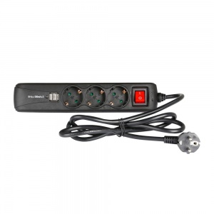 8747 DS3 USB - Power Strip 3-way with switch & 2 x USB | 1.4m