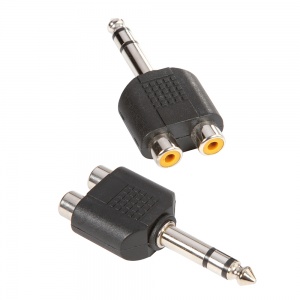 7549 - Y-konektor 2 x mono RCA samica na 6,3 mm stereo Jack samec 