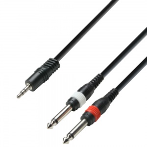 K3 YWPP 0100 - Audio Cable 3.5 mm Jack stereo to 2 x 6.3 mm Jack mono 1