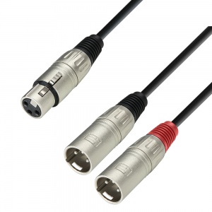 3 STAR YFMM 0100 - Y-Cable | Adam Hall® 2 XLR Male x XLR Female | 1 m